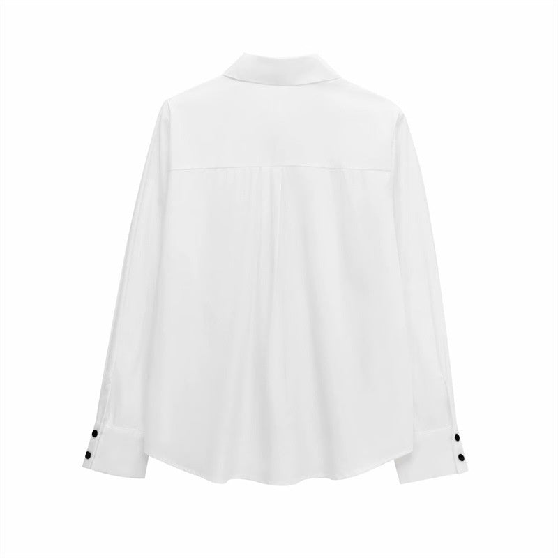 Fashion Women Bowknot Decoration Loose Casual Shirt