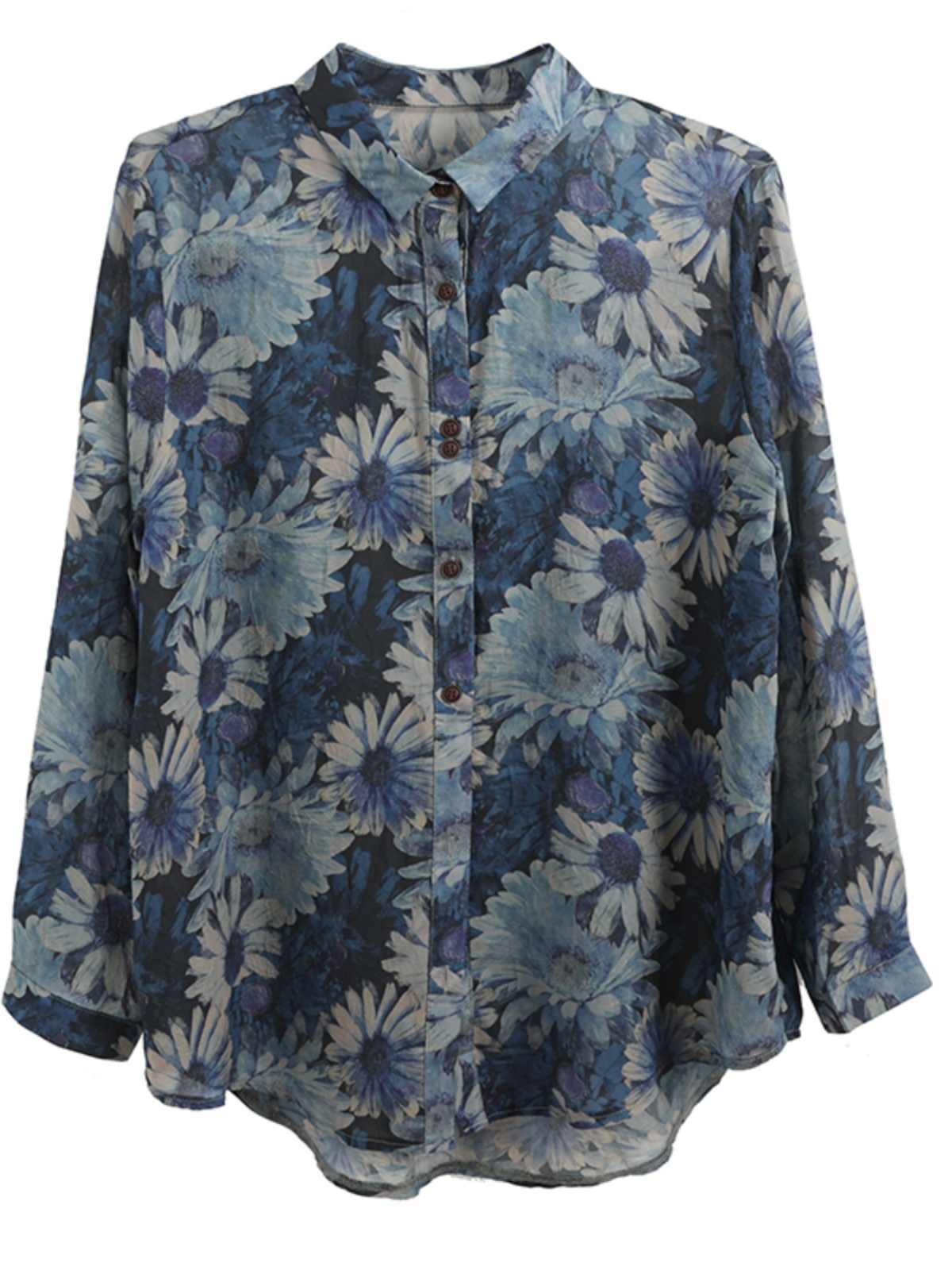 Plus Size Sun Protection Women's Loose Chiffon Shirt