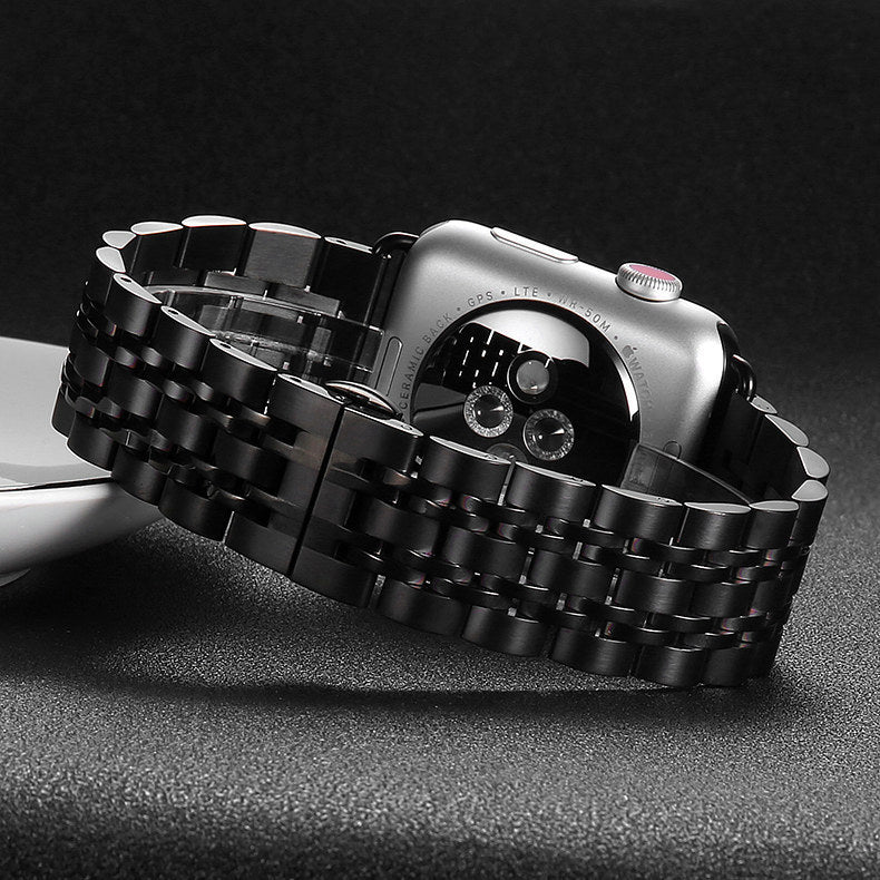 Seven Beads Stainless Steel Strap With Butterfly Buckle