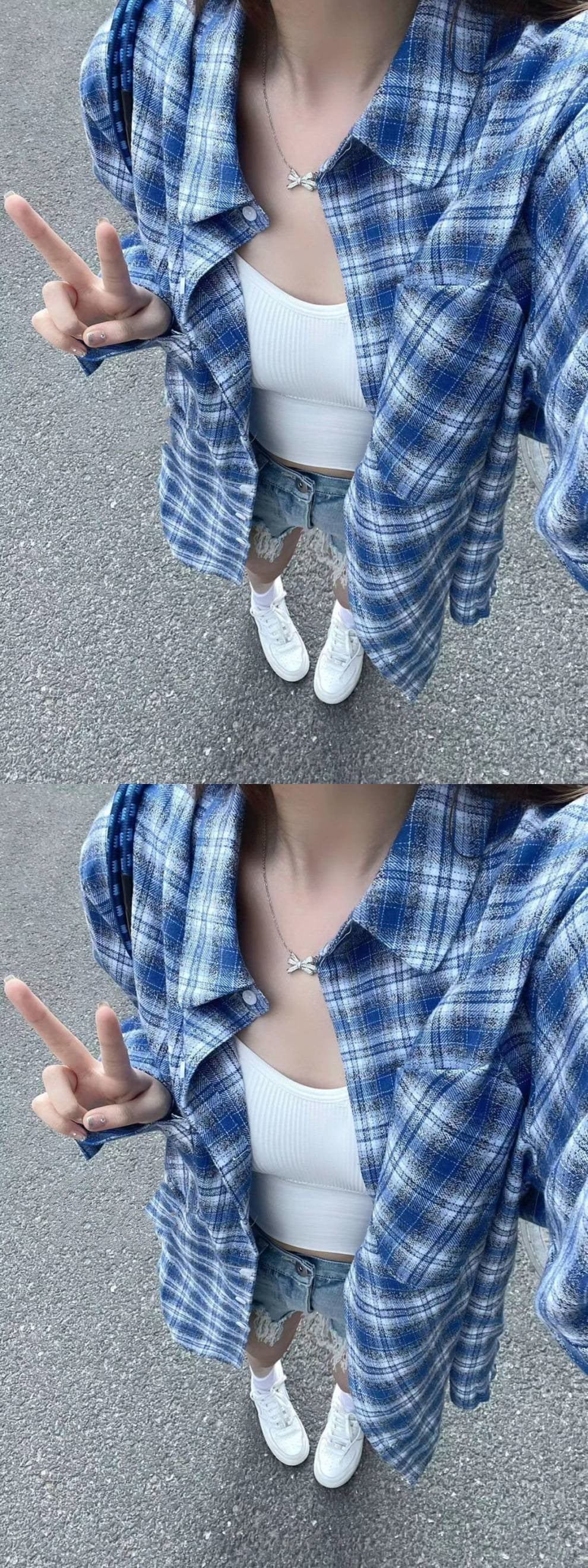Fashionable Personalized Plaid Shirt For Women